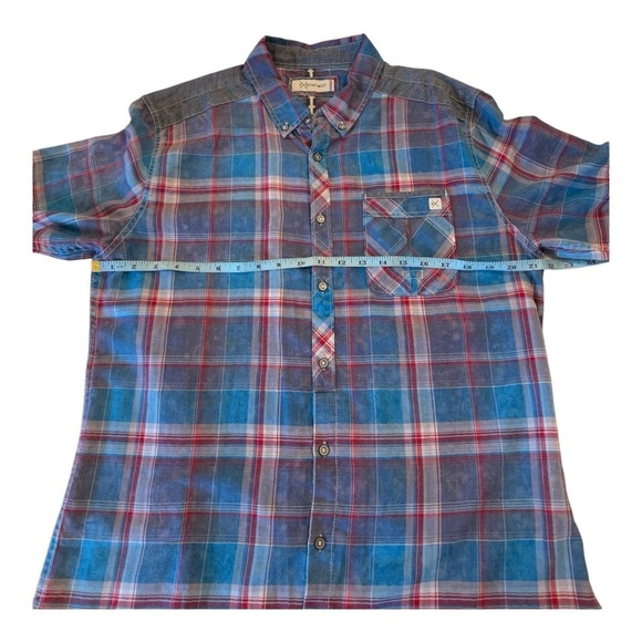 Buckle Depart West Plaid Lightweight Cotton Button Down Shirt Large Blue Grey - Picture 6 of 15